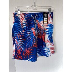 Speedo Men's  Volley Ghost Palm Swim Trunk - Blue/White/Red Size Small NWT